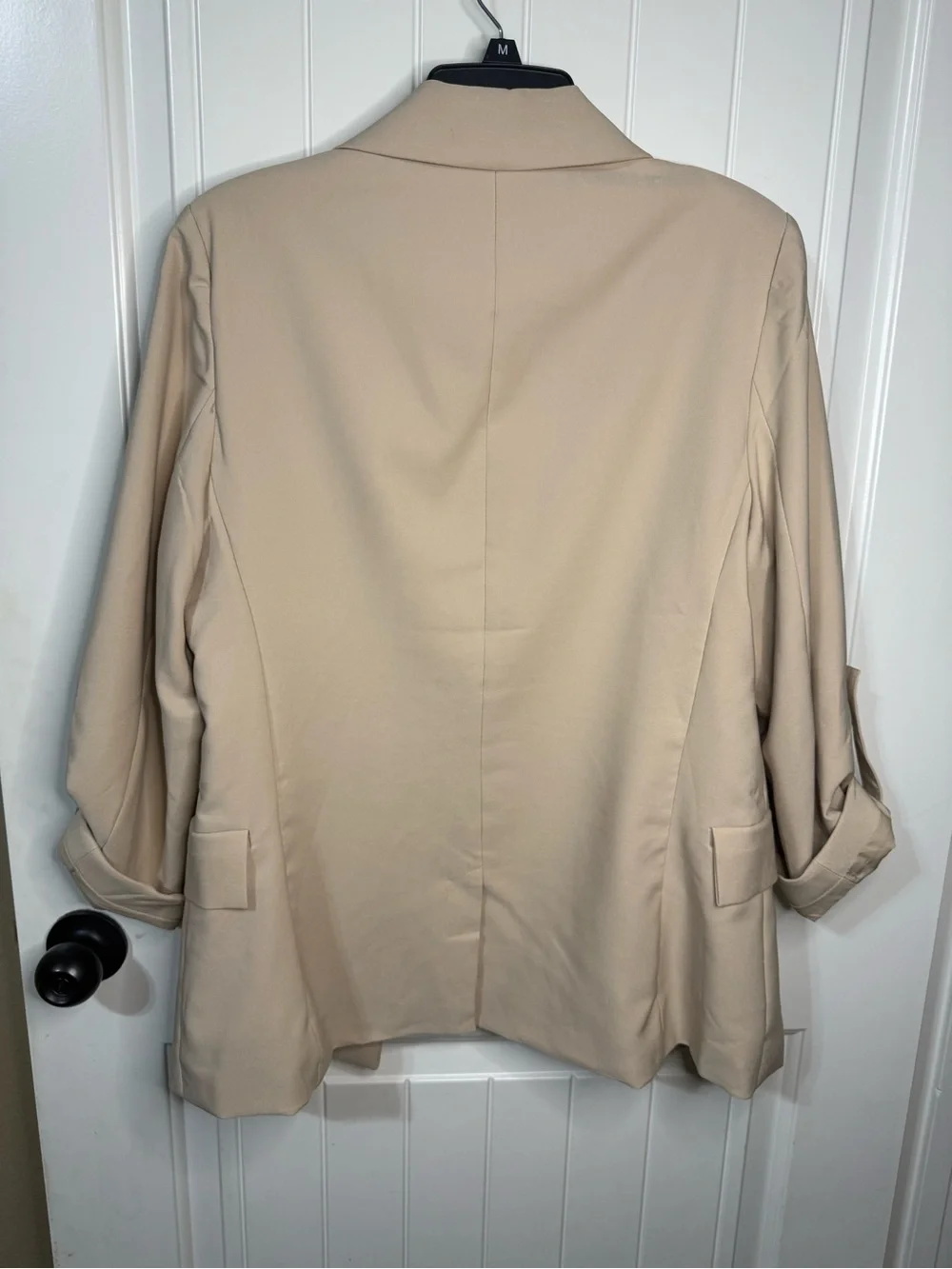 Love Tree Beige Open-Front Roll-Sleeve Blazer - Picture 4 of 8